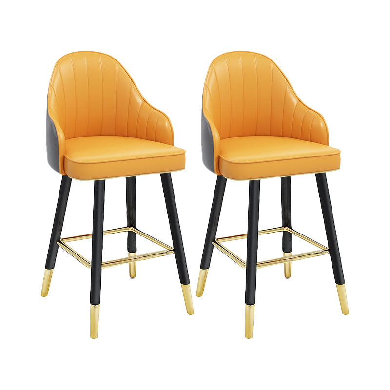 Scandinavian Full Back Swivel Barstool Restaurant Leather Stool Yellow-Gray 2 Piece Set Short Stool(22"H) Clearhalo 'Bar Furniture' 'Bar Stools' 'bar_stools' 'furn' 'furn_bar_stools' 'Furniture' 'furniture_bar_stools' 'Kitchen & Dining Furniture' 4851603