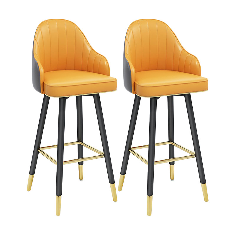 Scandinavian Full Back Swivel Barstool Restaurant Leather Stool Yellow-Gray 2 Piece Set Bar Stool(30"H) Clearhalo 'Bar Furniture' 'Bar Stools' 'bar_stools' 'furn' 'furn_bar_stools' 'Furniture' 'furniture_bar_stools' 'Kitchen & Dining Furniture' 4851607