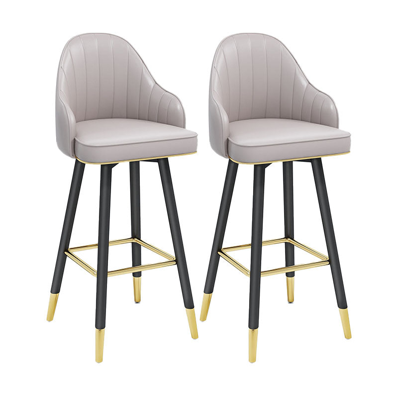 Scandinavian Full Back Swivel Barstool Restaurant Leather Stool Light Gray 2 Piece Set Bar Stool(30"H) Clearhalo 'Bar Furniture' 'Bar Stools' 'bar_stools' 'furn' 'furn_bar_stools' 'Furniture' 'furniture_bar_stools' 'Kitchen & Dining Furniture' 4851610