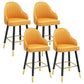 Scandinavian Full Back Swivel Barstool Restaurant Leather Stool Yellow 4 Piece Set Short Stool(22"H) Clearhalo 'Bar Furniture' 'Bar Stools' 'bar_stools' 'furn' 'furn_bar_stools' 'Furniture' 'furniture_bar_stools' 'Kitchen & Dining Furniture' 4851611