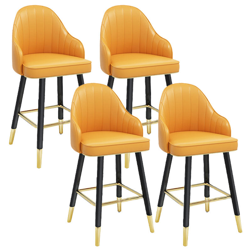 Scandinavian Full Back Swivel Barstool Restaurant Leather Stool Yellow 4 Piece Set Short Stool(22"H) Clearhalo 'Bar Furniture' 'Bar Stools' 'bar_stools' 'furn' 'furn_bar_stools' 'Furniture' 'furniture_bar_stools' 'Kitchen & Dining Furniture' 4851611