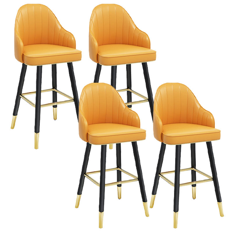 Scandinavian Full Back Swivel Barstool Restaurant Leather Stool Yellow 4 Piece Set Counter Stool(26"H) Clearhalo 'Bar Furniture' 'Bar Stools' 'bar_stools' 'furn' 'furn_bar_stools' 'Furniture' 'furniture_bar_stools' 'Kitchen & Dining Furniture' 4851612