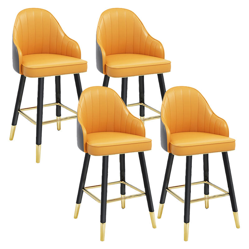 Scandinavian Full Back Swivel Barstool Restaurant Leather Stool Yellow-Gray 4 Piece Set Short Stool(22"H) Clearhalo 'Bar Furniture' 'Bar Stools' 'bar_stools' 'furn' 'furn_bar_stools' 'Furniture' 'furniture_bar_stools' 'Kitchen & Dining Furniture' 4851614