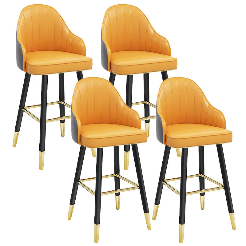 Scandinavian Full Back Swivel Barstool Restaurant Leather Stool Yellow-Gray 4 Piece Set Counter Stool(26"H) Clearhalo 'Bar Furniture' 'Bar Stools' 'bar_stools' 'furn' 'furn_bar_stools' 'Furniture' 'furniture_bar_stools' 'Kitchen & Dining Furniture' 4851615