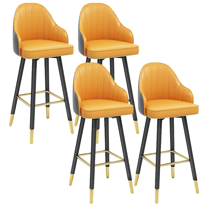 Scandinavian Full Back Swivel Barstool Restaurant Leather Stool Yellow-Gray 4 Piece Set Bar Stool(30"H) Clearhalo 'Bar Furniture' 'Bar Stools' 'bar_stools' 'furn' 'furn_bar_stools' 'Furniture' 'furniture_bar_stools' 'Kitchen & Dining Furniture' 4851616