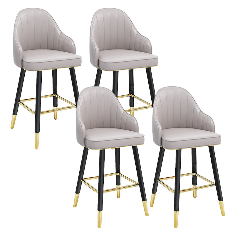 Scandinavian Full Back Swivel Barstool Restaurant Leather Stool Light Gray 4 Piece Set Short Stool(22"H) Clearhalo 'Bar Furniture' 'Bar Stools' 'bar_stools' 'furn' 'furn_bar_stools' 'Furniture' 'furniture_bar_stools' 'Kitchen & Dining Furniture' 4851617