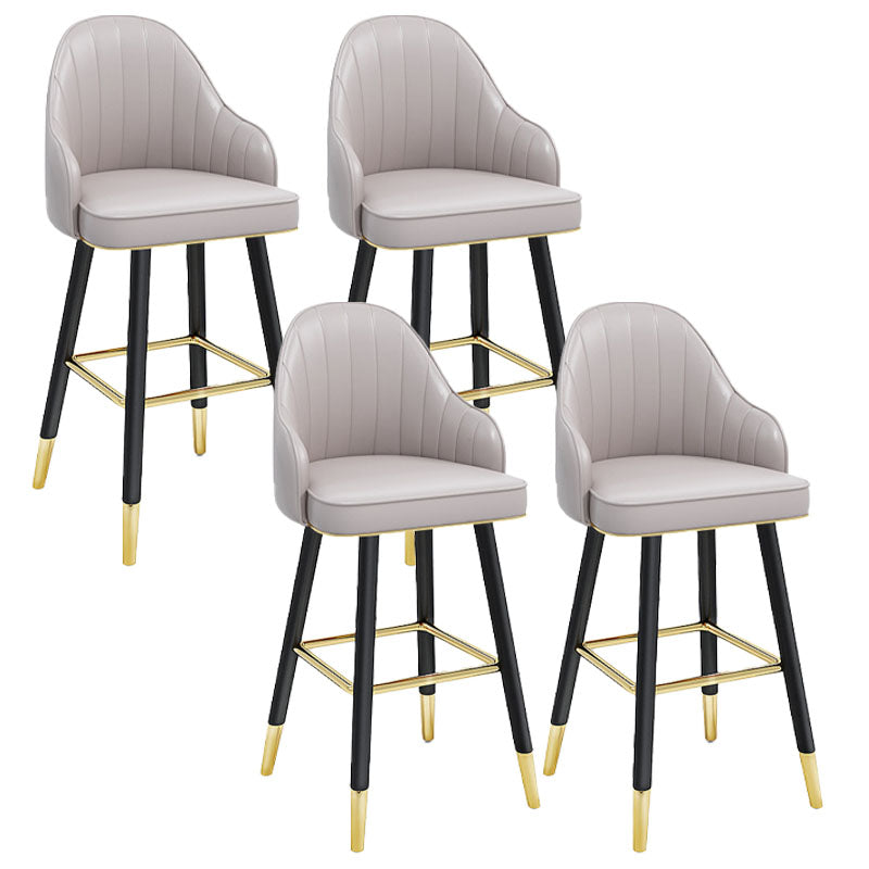 Scandinavian Full Back Swivel Barstool Restaurant Leather Stool Light Gray 4 Piece Set Counter Stool(26"H) Clearhalo 'Bar Furniture' 'Bar Stools' 'bar_stools' 'furn' 'furn_bar_stools' 'Furniture' 'furniture_bar_stools' 'Kitchen & Dining Furniture' 4851618