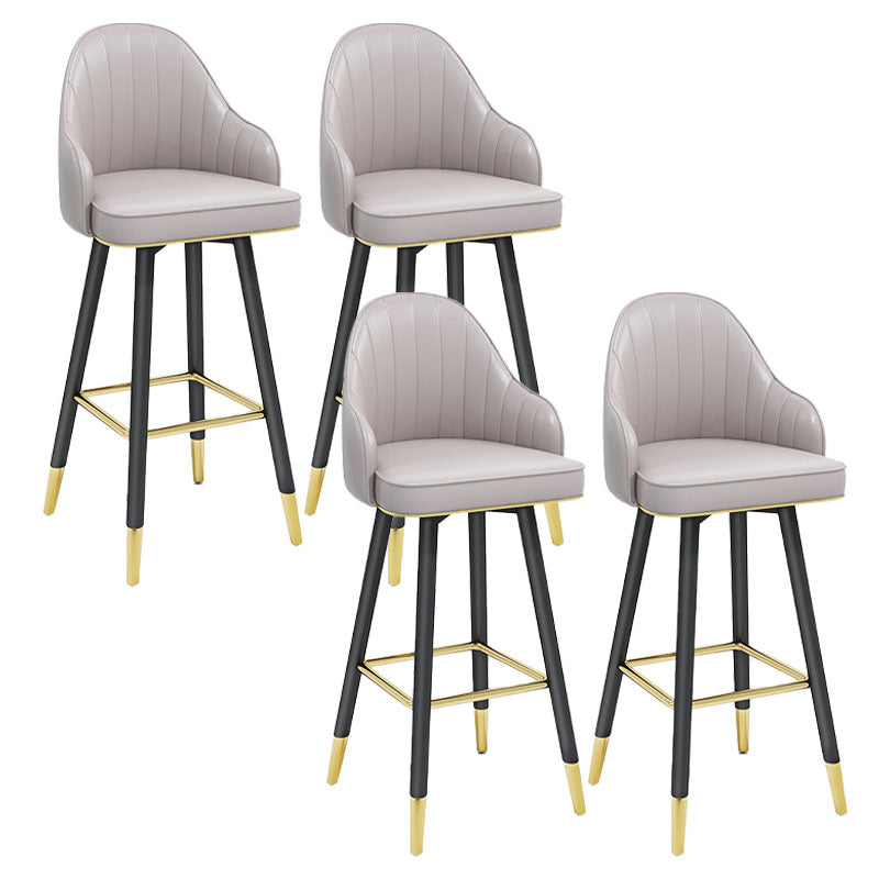 Scandinavian Full Back Swivel Barstool Restaurant Leather Stool Light Gray 4 Piece Set Bar Stool(30"H) Clearhalo 'Bar Furniture' 'Bar Stools' 'bar_stools' 'furn' 'furn_bar_stools' 'Furniture' 'furniture_bar_stools' 'Kitchen & Dining Furniture' 4851619