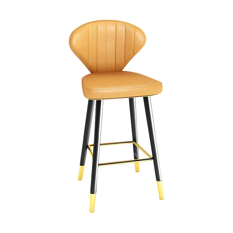 Scandinavian Home Footrest Stool Matte Finish Leather Barstool Yellow 1 Piece Counter Stool(26"H) Clearhalo 'Bar Furniture' 'Bar Stools' 'bar_stools' 'Furniture' 'furniture_bar_stools' 'Kitchen & Dining Furniture' 4851624