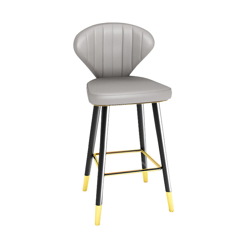 Scandinavian Home Footrest Stool Matte Finish Leather Barstool Grey 1 Piece Counter Stool(26"H) Clearhalo 'Bar Furniture' 'Bar Stools' 'bar_stools' 'Furniture' 'furniture_bar_stools' 'Kitchen & Dining Furniture' 4851626