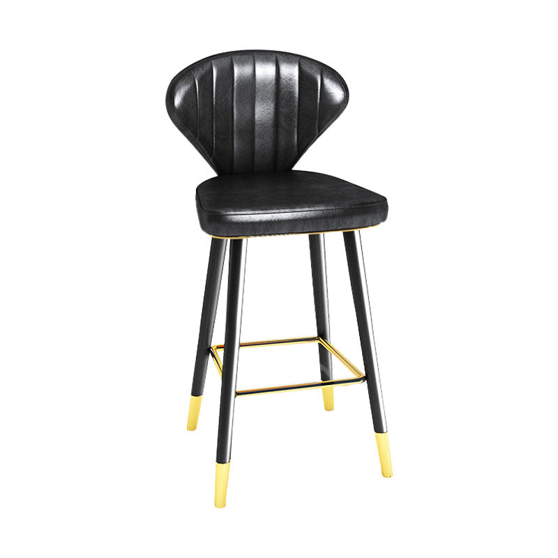 Scandinavian Home Footrest Stool Matte Finish Leather Barstool Black 1 Piece Counter Stool(26"H) Clearhalo 'Bar Furniture' 'Bar Stools' 'bar_stools' 'Furniture' 'furniture_bar_stools' 'Kitchen & Dining Furniture' 4851630