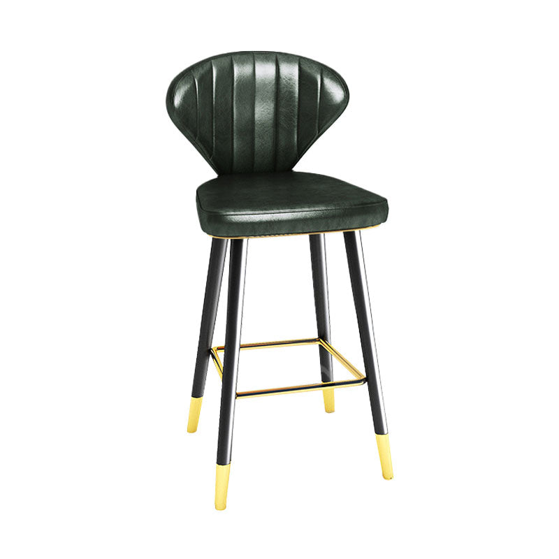 Scandinavian Home Footrest Stool Matte Finish Leather Barstool Blackish Green 1 Piece Counter Stool(26"H) Clearhalo 'Bar Furniture' 'Bar Stools' 'bar_stools' 'Furniture' 'furniture_bar_stools' 'Kitchen & Dining Furniture' 4851631