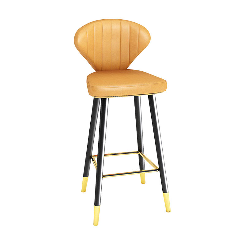 Scandinavian Home Footrest Stool Matte Finish Leather Barstool Yellow 1 Piece Bar Stool(30"H) Clearhalo 'Bar Furniture' 'Bar Stools' 'bar_stools' 'Furniture' 'furniture_bar_stools' 'Kitchen & Dining Furniture' 4851634