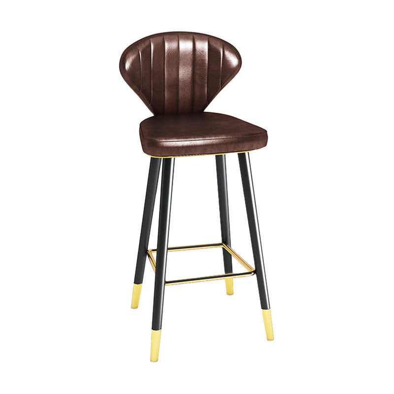 Scandinavian Home Footrest Stool Matte Finish Leather Barstool Brown 1 Piece Bar Stool(30"H) Clearhalo 'Bar Furniture' 'Bar Stools' 'bar_stools' 'Furniture' 'furniture_bar_stools' 'Kitchen & Dining Furniture' 4851638