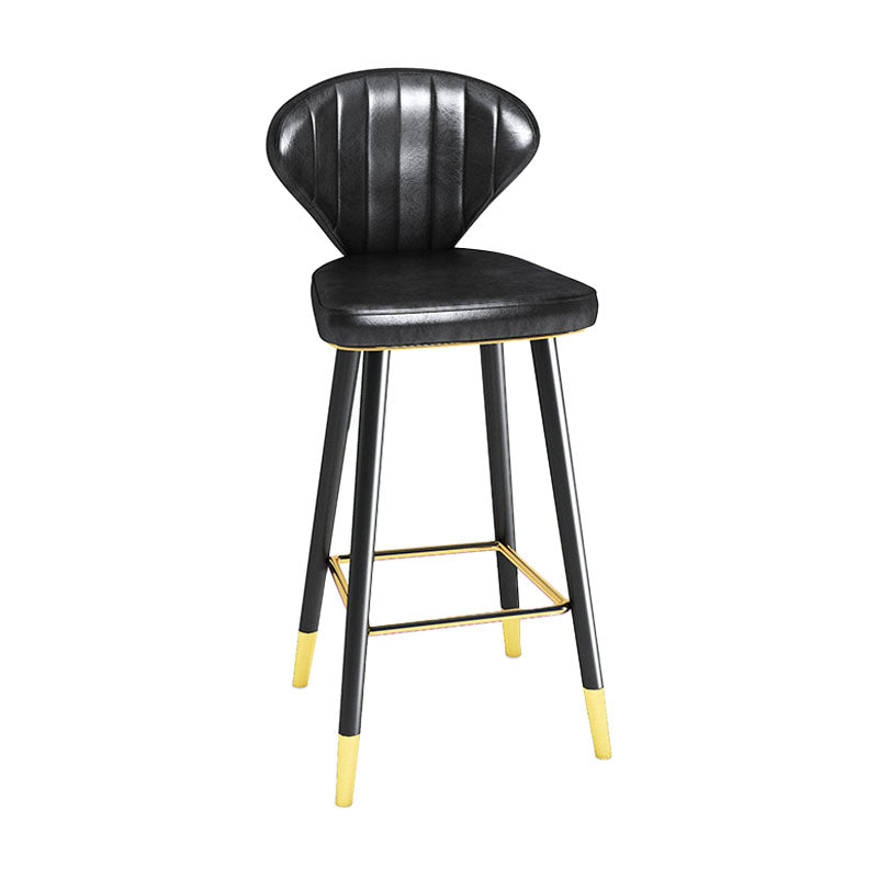Scandinavian Home Footrest Stool Matte Finish Leather Barstool Black 1 Piece Bar Stool(30"H) Clearhalo 'Bar Furniture' 'Bar Stools' 'bar_stools' 'Furniture' 'furniture_bar_stools' 'Kitchen & Dining Furniture' 4851640