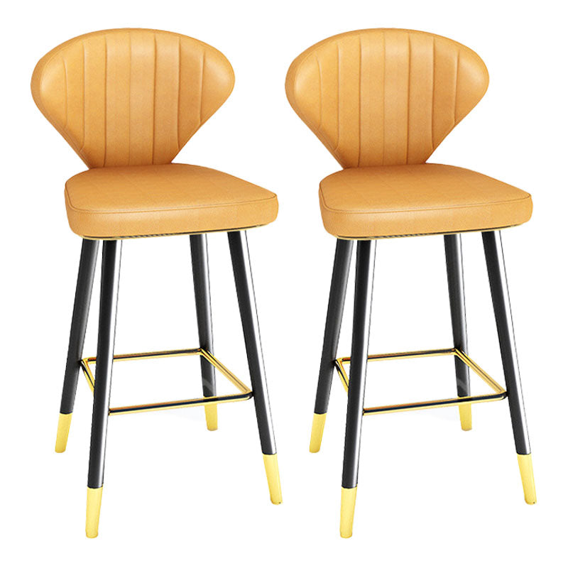 Scandinavian Home Footrest Stool Matte Finish Leather Barstool Yellow Set of 2 Counter Stool(26"H) Clearhalo 'Bar Furniture' 'Bar Stools' 'bar_stools' 'Furniture' 'furniture_bar_stools' 'Kitchen & Dining Furniture' 4851644