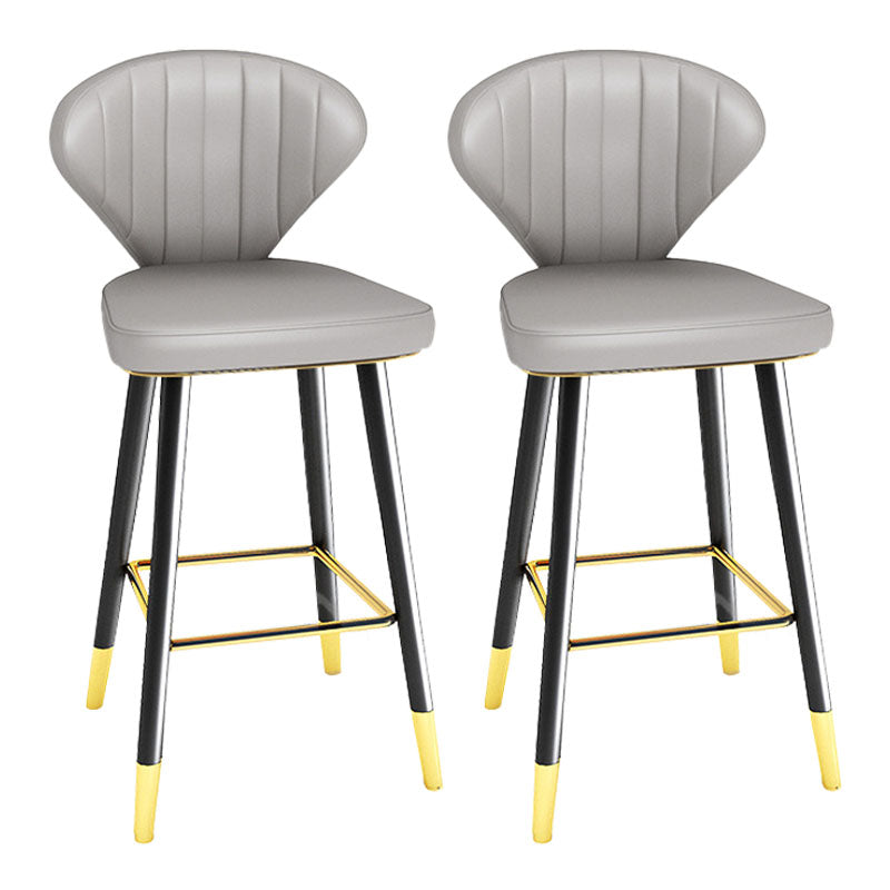 Scandinavian Home Footrest Stool Matte Finish Leather Barstool Grey Set of 2 Counter Stool(26"H) Clearhalo 'Bar Furniture' 'Bar Stools' 'bar_stools' 'Furniture' 'furniture_bar_stools' 'Kitchen & Dining Furniture' 4851646