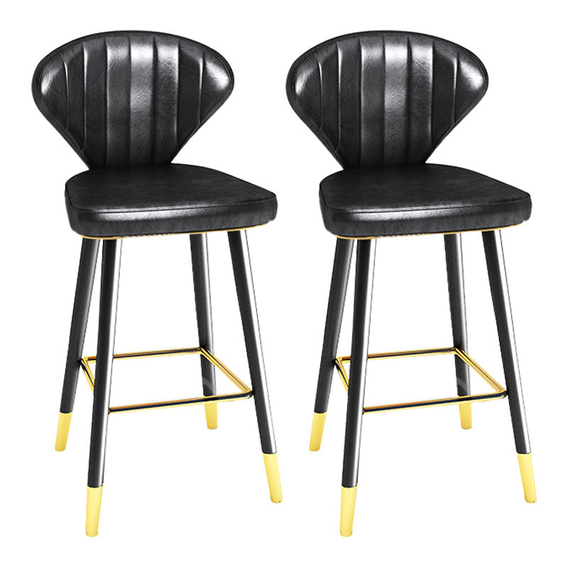 Scandinavian Home Footrest Stool Matte Finish Leather Barstool Black Set of 2 Counter Stool(26"H) Clearhalo 'Bar Furniture' 'Bar Stools' 'bar_stools' 'Furniture' 'furniture_bar_stools' 'Kitchen & Dining Furniture' 4851650