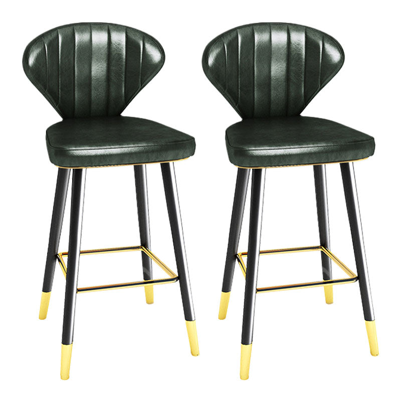 Scandinavian Home Footrest Stool Matte Finish Leather Barstool Blackish Green Set of 2 Counter Stool(26"H) Clearhalo 'Bar Furniture' 'Bar Stools' 'bar_stools' 'Furniture' 'furniture_bar_stools' 'Kitchen & Dining Furniture' 4851651