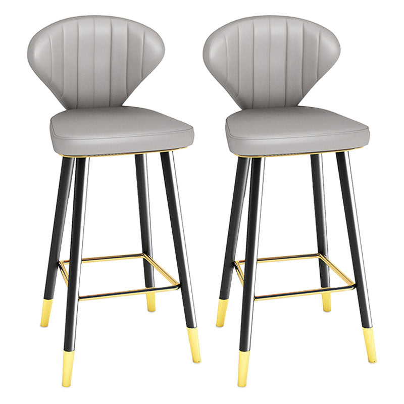 Scandinavian Home Footrest Stool Matte Finish Leather Barstool Grey Set of 2 Bar Stool(30"H) Clearhalo 'Bar Furniture' 'Bar Stools' 'bar_stools' 'Furniture' 'furniture_bar_stools' 'Kitchen & Dining Furniture' 4851654