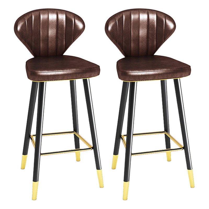 Scandinavian Home Footrest Stool Matte Finish Leather Barstool Brown Set of 2 Bar Stool(30"H) Clearhalo 'Bar Furniture' 'Bar Stools' 'bar_stools' 'Furniture' 'furniture_bar_stools' 'Kitchen & Dining Furniture' 4851655