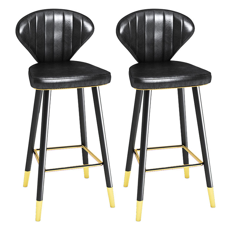 Scandinavian Home Footrest Stool Matte Finish Leather Barstool Black Set of 2 Bar Stool(30"H) Clearhalo 'Bar Furniture' 'Bar Stools' 'bar_stools' 'Furniture' 'furniture_bar_stools' 'Kitchen & Dining Furniture' 4851656
