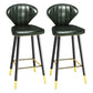 Scandinavian Home Footrest Stool Matte Finish Leather Barstool Blackish Green Set of 2 Bar Stool(30"H) Clearhalo 'Bar Furniture' 'Bar Stools' 'bar_stools' 'Furniture' 'furniture_bar_stools' 'Kitchen & Dining Furniture' 4851657