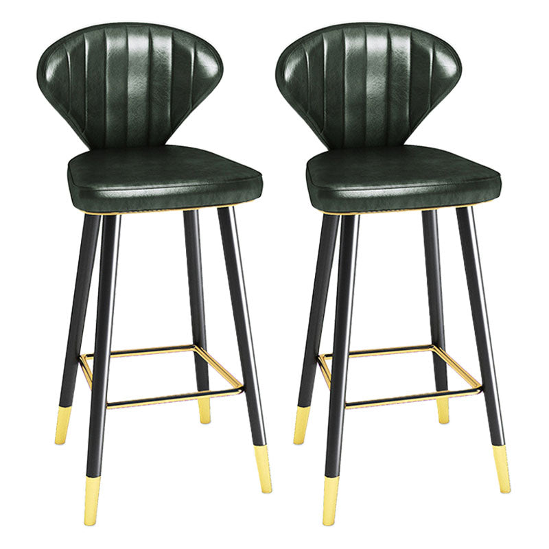 Scandinavian Home Footrest Stool Matte Finish Leather Barstool Blackish Green Set of 2 Bar Stool(30"H) Clearhalo 'Bar Furniture' 'Bar Stools' 'bar_stools' 'Furniture' 'furniture_bar_stools' 'Kitchen & Dining Furniture' 4851657