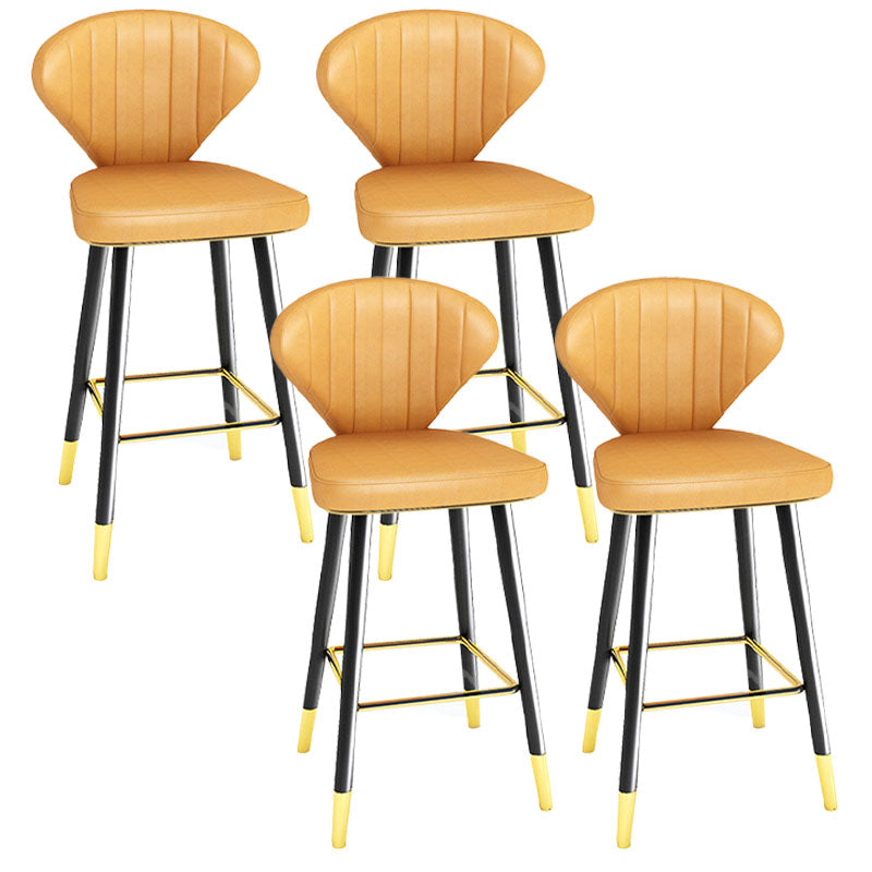 Scandinavian Home Footrest Stool Matte Finish Leather Barstool Yellow Set of 4 Counter Stool(26"H) Clearhalo 'Bar Furniture' 'Bar Stools' 'bar_stools' 'Furniture' 'furniture_bar_stools' 'Kitchen & Dining Furniture' 4851658