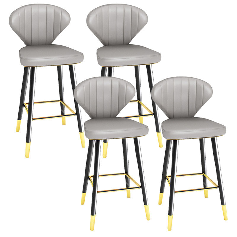 Scandinavian Home Footrest Stool Matte Finish Leather Barstool Grey Set of 4 Counter Stool(26"H) Clearhalo 'Bar Furniture' 'Bar Stools' 'bar_stools' 'Furniture' 'furniture_bar_stools' 'Kitchen & Dining Furniture' 4851659