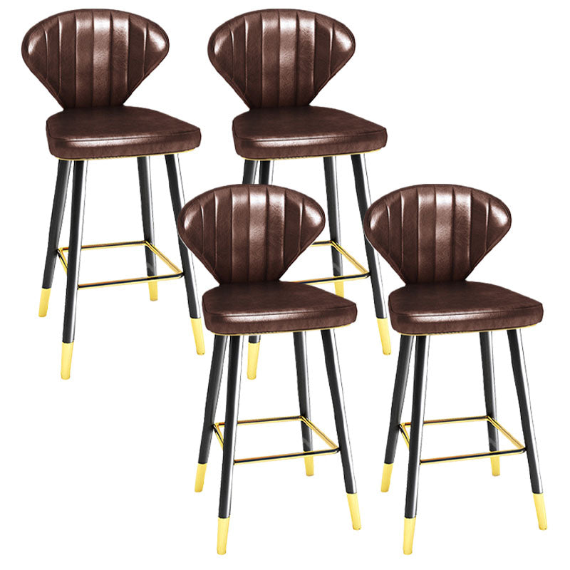 Scandinavian Home Footrest Stool Matte Finish Leather Barstool Brown Set of 4 Counter Stool(26"H) Clearhalo 'Bar Furniture' 'Bar Stools' 'bar_stools' 'Furniture' 'furniture_bar_stools' 'Kitchen & Dining Furniture' 4851660