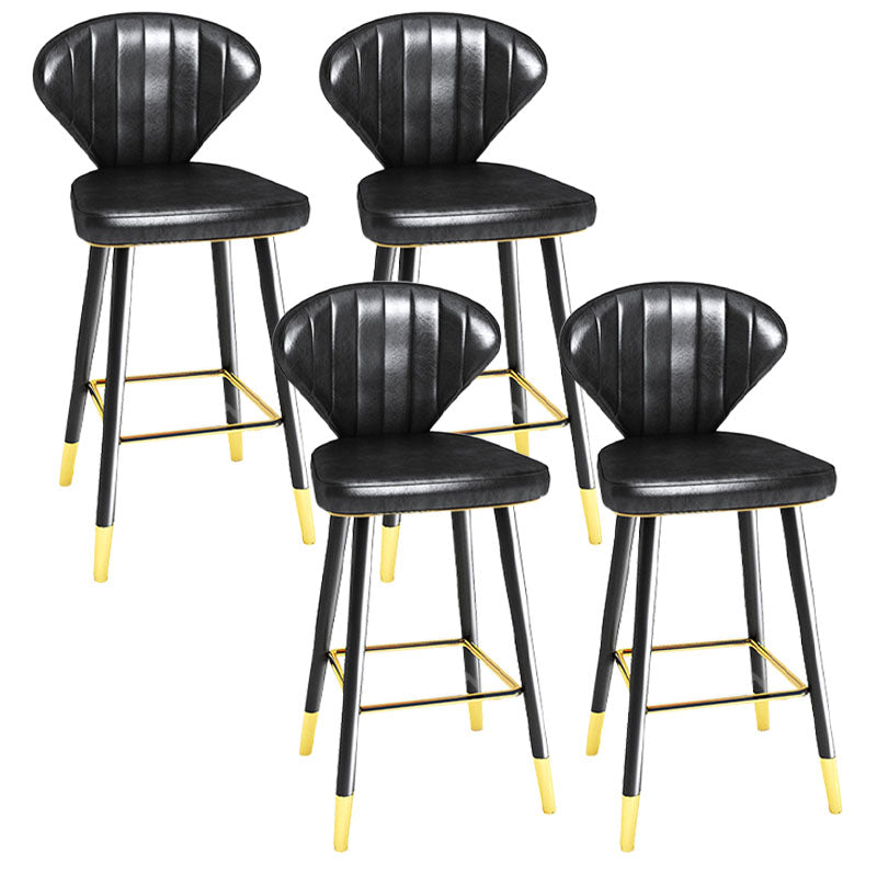 Scandinavian Home Footrest Stool Matte Finish Leather Barstool Black Set of 4 Counter Stool(26"H) Clearhalo 'Bar Furniture' 'Bar Stools' 'bar_stools' 'Furniture' 'furniture_bar_stools' 'Kitchen & Dining Furniture' 4851661