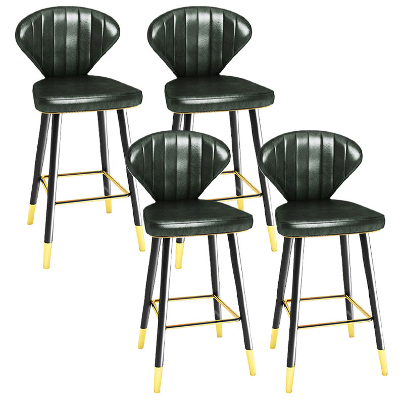 Scandinavian Home Footrest Stool Matte Finish Leather Barstool Blackish Green Set of 4 Counter Stool(26"H) Clearhalo 'Bar Furniture' 'Bar Stools' 'bar_stools' 'Furniture' 'furniture_bar_stools' 'Kitchen & Dining Furniture' 4851662