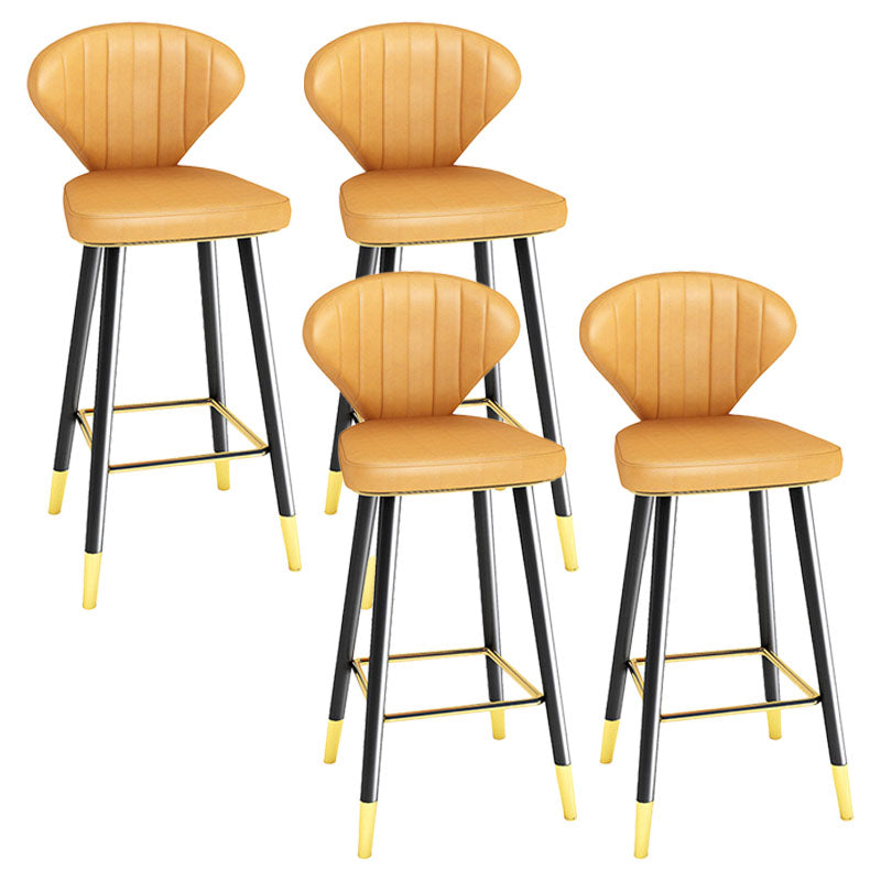 Scandinavian Home Footrest Stool Matte Finish Leather Barstool Yellow Set of 4 Bar Stool(30"H) Clearhalo 'Bar Furniture' 'Bar Stools' 'bar_stools' 'Furniture' 'furniture_bar_stools' 'Kitchen & Dining Furniture' 4851663