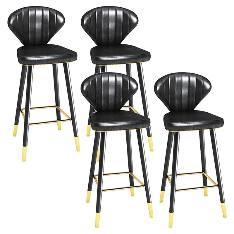 Scandinavian Home Footrest Stool Matte Finish Leather Barstool Black Set of 4 Bar Stool(30"H) Clearhalo 'Bar Furniture' 'Bar Stools' 'bar_stools' 'Furniture' 'furniture_bar_stools' 'Kitchen & Dining Furniture' 4851666