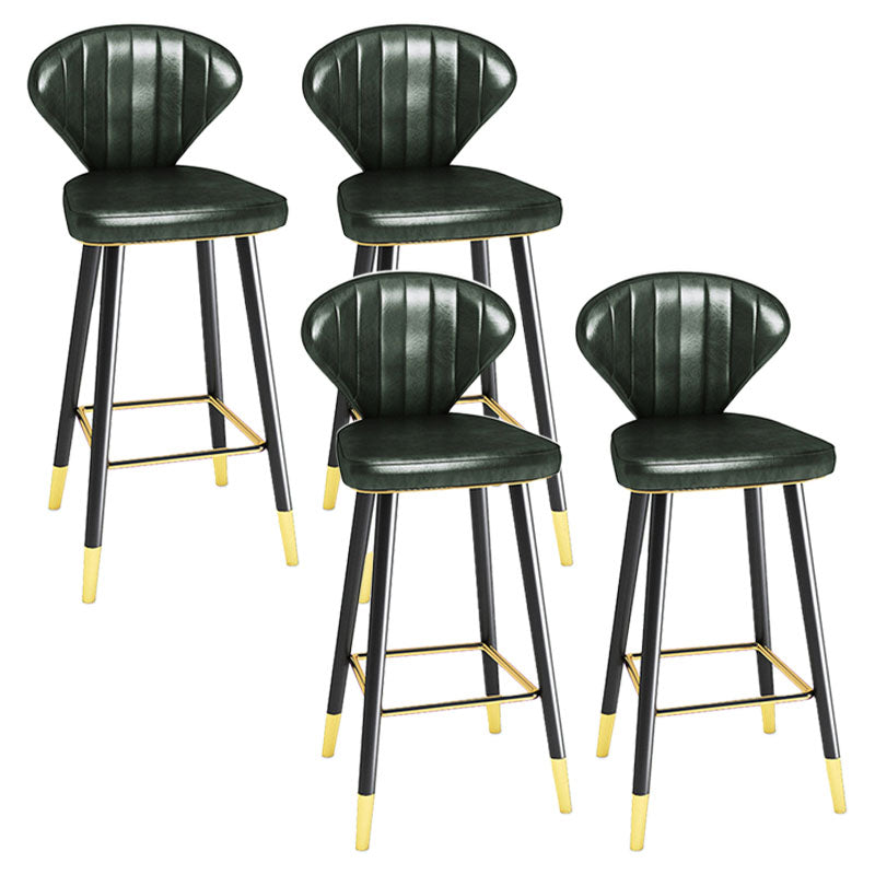 Scandinavian Home Footrest Stool Matte Finish Leather Barstool Blackish Green Set of 4 Bar Stool(30"H) Clearhalo 'Bar Furniture' 'Bar Stools' 'bar_stools' 'Furniture' 'furniture_bar_stools' 'Kitchen & Dining Furniture' 4851667