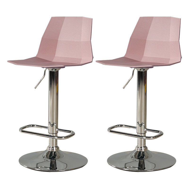 Contemporary Swivel Adjustable Height Stool Matte Finish Plastic Home Barstool Pink Set of 2 Clearhalo 'Bar Furniture' 'Bar Stools' 'bar_stools' 'Furniture' 'furniture_bar_stools' 'Kitchen & Dining Furniture' 4851702