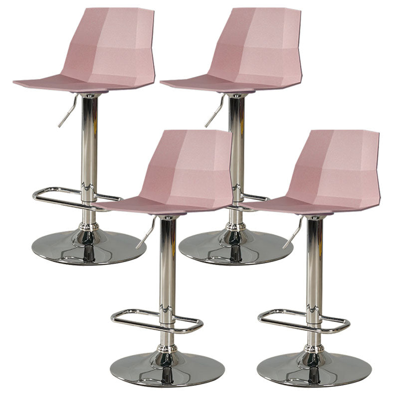Contemporary Swivel Adjustable Height Stool Matte Finish Plastic Home Barstool Pink Set of 4 Clearhalo 'Bar Furniture' 'Bar Stools' 'bar_stools' 'Furniture' 'furniture_bar_stools' 'Kitchen & Dining Furniture' 4851715