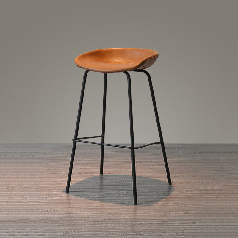 Contemporary Matte Finish Leather Barstool Low Back Home Stool Clearhalo 'Bar Furniture' 'Bar Stools' 'bar_stools' 'furn' 'furn_bar_stools' 'Furniture' 'furniture_bar_stools' 'Kitchen & Dining Furniture' 4851726