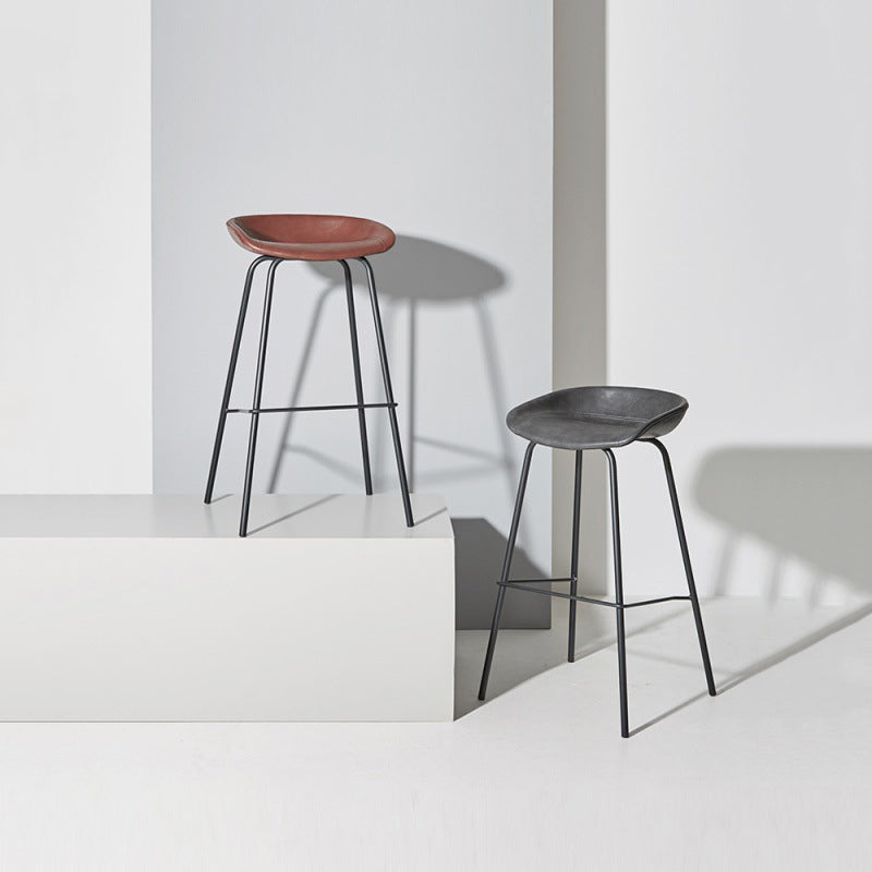 Contemporary Matte Finish Leather Barstool Low Back Home Stool Clearhalo 'Bar Furniture' 'Bar Stools' 'bar_stools' 'furn' 'furn_bar_stools' 'Furniture' 'furniture_bar_stools' 'Kitchen & Dining Furniture' 4851728