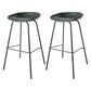 Contemporary Matte Finish Leather Barstool Low Back Home Stool Blackish Green 2 Piece Set Counter Stool(26"H) Clearhalo 'Bar Furniture' 'Bar Stools' 'bar_stools' 'furn' 'furn_bar_stools' 'Furniture' 'furniture_bar_stools' 'Kitchen & Dining Furniture' 4851729