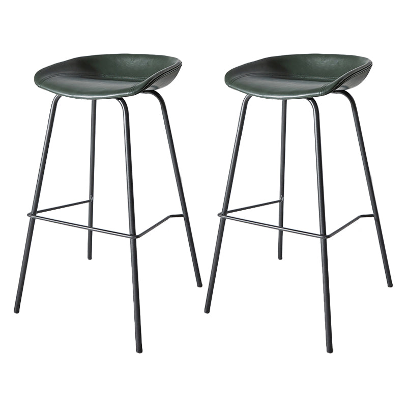 Contemporary Matte Finish Leather Barstool Low Back Home Stool Blackish Green 2 Piece Set Counter Stool(26"H) Clearhalo 'Bar Furniture' 'Bar Stools' 'bar_stools' 'furn' 'furn_bar_stools' 'Furniture' 'furniture_bar_stools' 'Kitchen & Dining Furniture' 4851729