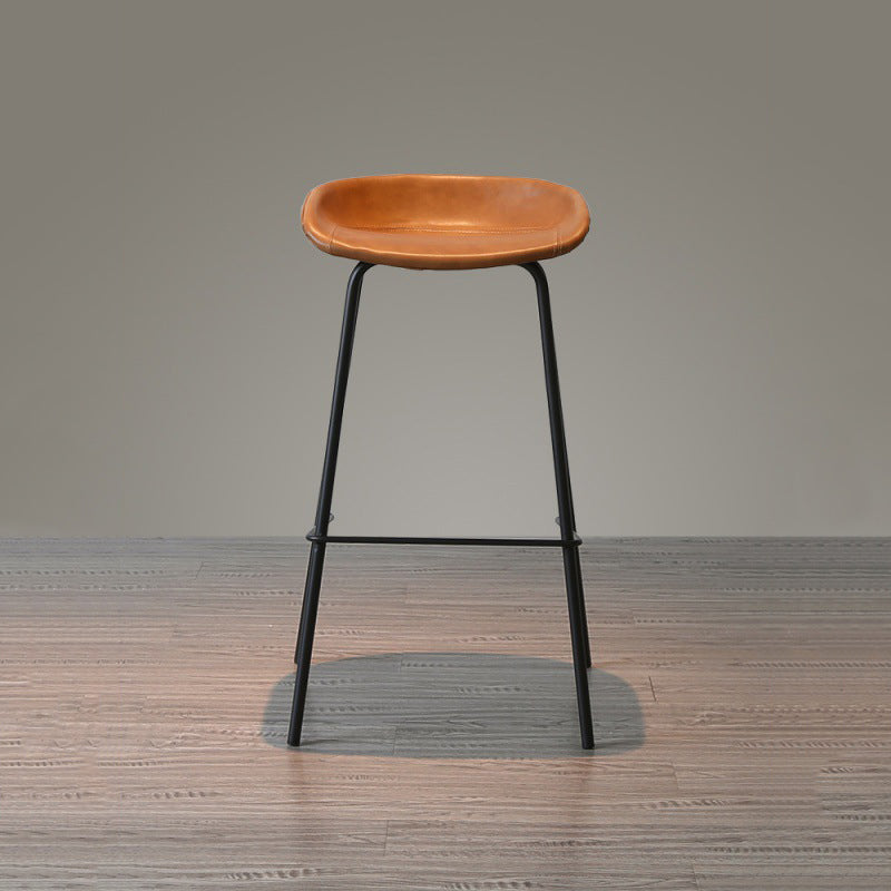 Contemporary Matte Finish Leather Barstool Low Back Home Stool Clearhalo 'Bar Furniture' 'Bar Stools' 'bar_stools' 'furn' 'furn_bar_stools' 'Furniture' 'furniture_bar_stools' 'Kitchen & Dining Furniture' 4851730