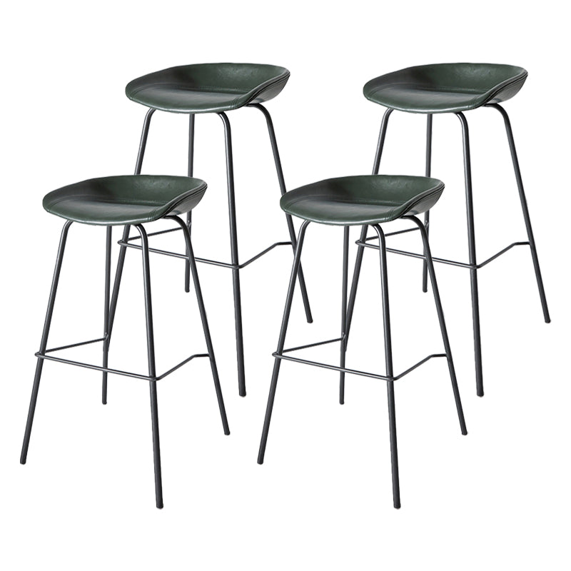 Contemporary Matte Finish Leather Barstool Low Back Home Stool Blackish Green 4 Piece Set Counter Stool(26"H) Clearhalo 'Bar Furniture' 'Bar Stools' 'bar_stools' 'furn' 'furn_bar_stools' 'Furniture' 'furniture_bar_stools' 'Kitchen & Dining Furniture' 4851731