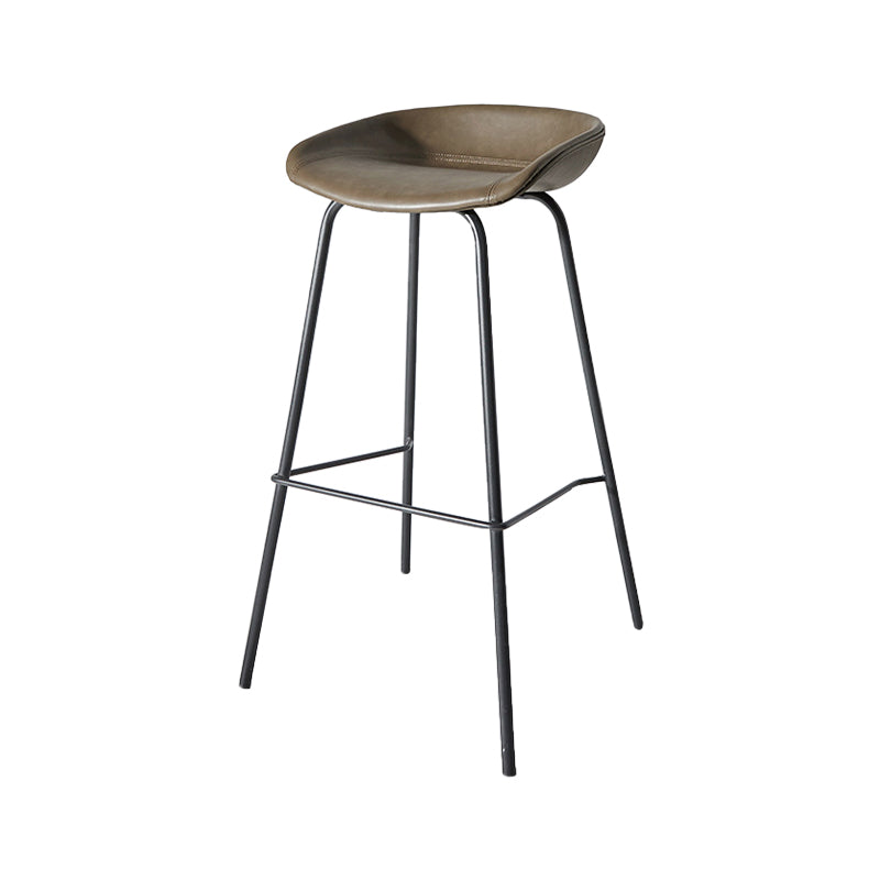Contemporary Matte Finish Leather Barstool Low Back Home Stool Clearhalo 'Bar Furniture' 'Bar Stools' 'bar_stools' 'furn' 'furn_bar_stools' 'Furniture' 'furniture_bar_stools' 'Kitchen & Dining Furniture' 4851734