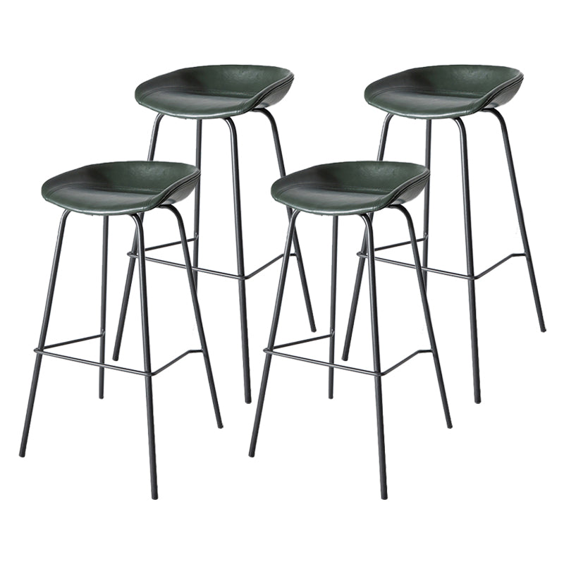 Contemporary Matte Finish Leather Barstool Low Back Home Stool Blackish Green 4 Piece Set Bar Stool(30"H) Clearhalo 'Bar Furniture' 'Bar Stools' 'bar_stools' 'furn' 'furn_bar_stools' 'Furniture' 'furniture_bar_stools' 'Kitchen & Dining Furniture' 4851743