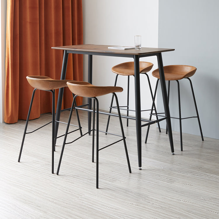 Contemporary Matte Finish Leather Barstool Low Back Home Stool Clearhalo 'Bar Furniture' 'Bar Stools' 'bar_stools' 'furn' 'furn_bar_stools' 'Furniture' 'furniture_bar_stools' 'Kitchen & Dining Furniture' 4851747