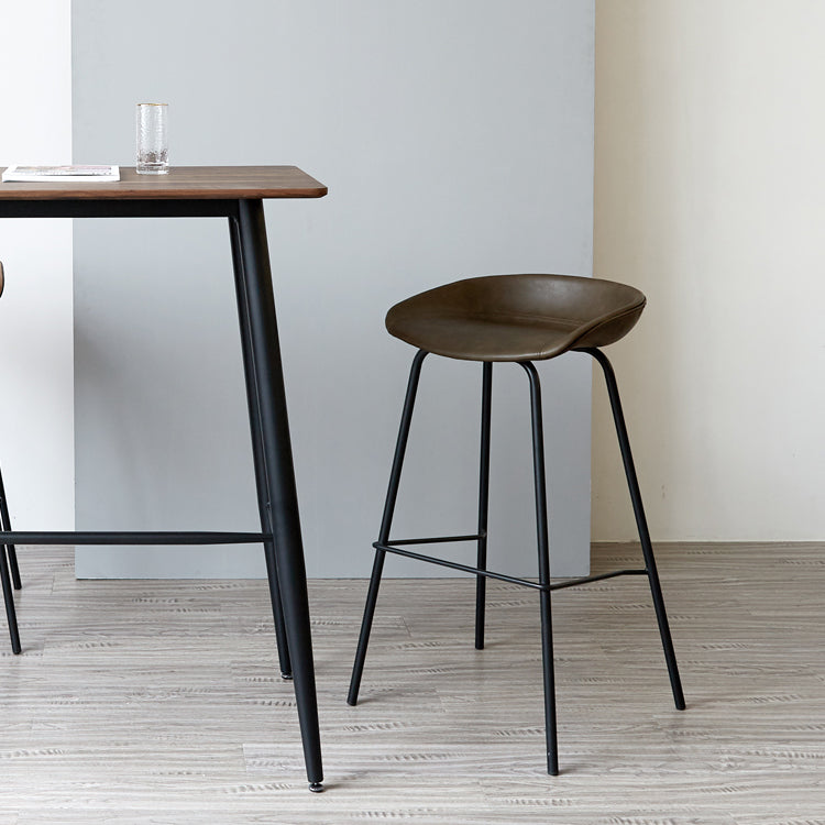 Contemporary Matte Finish Leather Barstool Low Back Home Stool Clearhalo 'Bar Furniture' 'Bar Stools' 'bar_stools' 'furn' 'furn_bar_stools' 'Furniture' 'furniture_bar_stools' 'Kitchen & Dining Furniture' 4851748