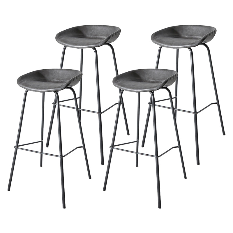Contemporary Matte Finish Leather Barstool Low Back Home Stool Dark Gray 4 Piece Set Bar Stool(30"H) Clearhalo 'Bar Furniture' 'Bar Stools' 'bar_stools' 'furn' 'furn_bar_stools' 'Furniture' 'furniture_bar_stools' 'Kitchen & Dining Furniture' 4851749