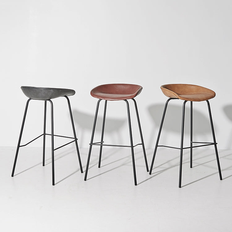Contemporary Matte Finish Leather Barstool Low Back Home Stool Clearhalo 'Bar Furniture' 'Bar Stools' 'bar_stools' 'furn' 'furn_bar_stools' 'Furniture' 'furniture_bar_stools' 'Kitchen & Dining Furniture' 4851750